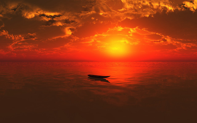 Boat water sunset cloudy sky free wallpaper for desktop - medium preview image
