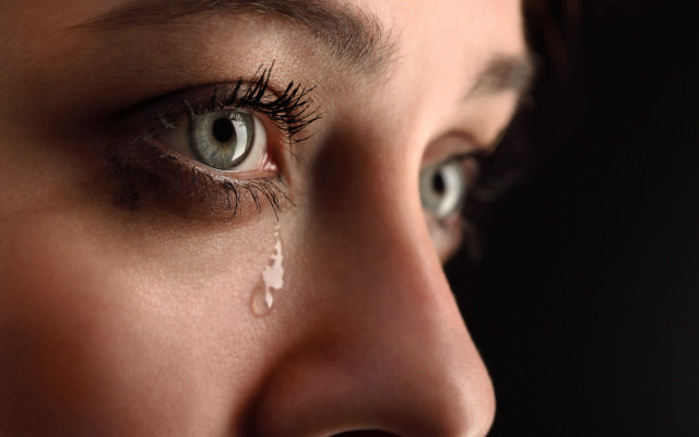 Emotional woman teary eye closeup free wallpaper for desktop - medium preview image