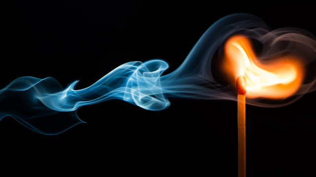 Matchstick burning blue flame smoke free wallpaper for desktop - medium preview image