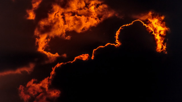 Plane night orange glow clouds free wallpaper for desktop - medium preview image