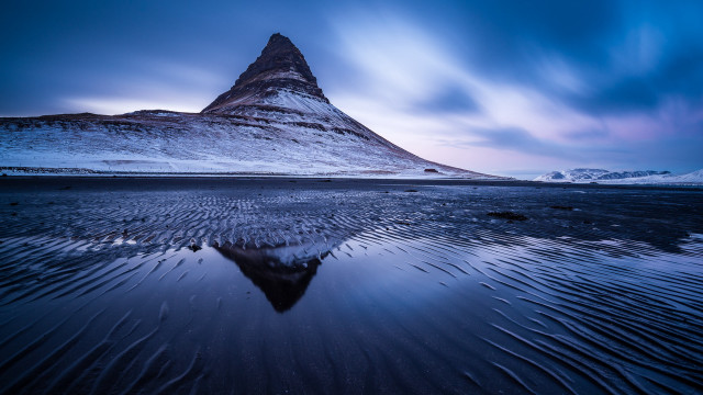 Mountain reflection night sky clouds free wallpaper for desktop - medium preview image