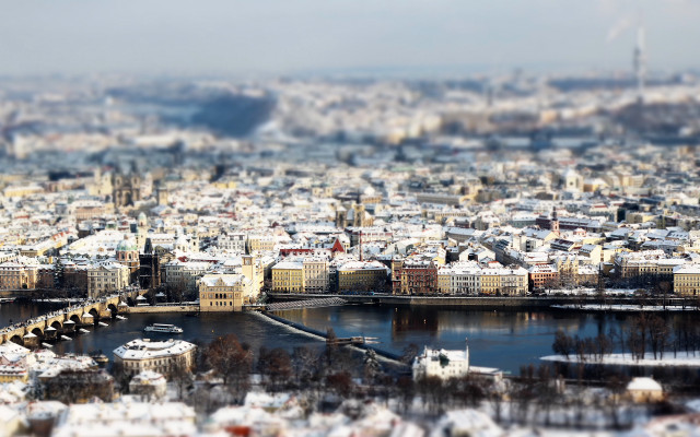 Danube bridge river snow cityscape free wallpaper for desktop - medium preview image