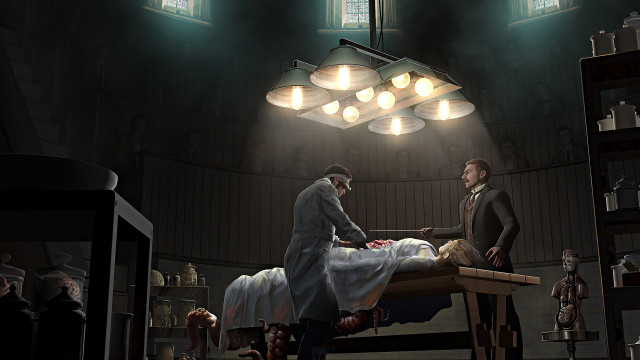 Hospital bed man suit standing free wallpaper for desktop - medium preview image