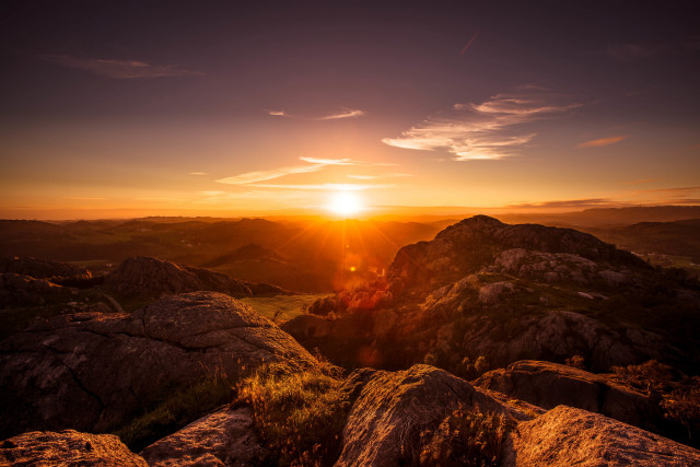 Sunset mountain range rocky sky free wallpaper for desktop - medium preview image