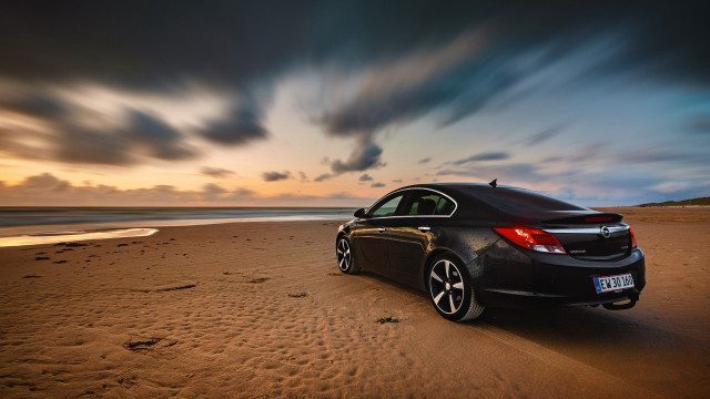 Car beach sunset clouds matte #2 free wallpaper for desktop - medium preview image