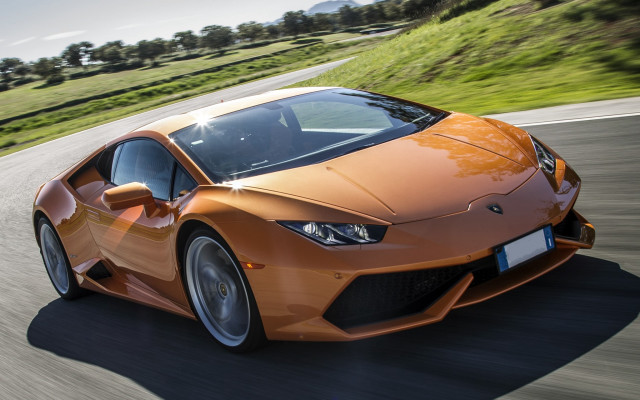 Orange sports car day blurry free wallpaper for desktop - medium preview image