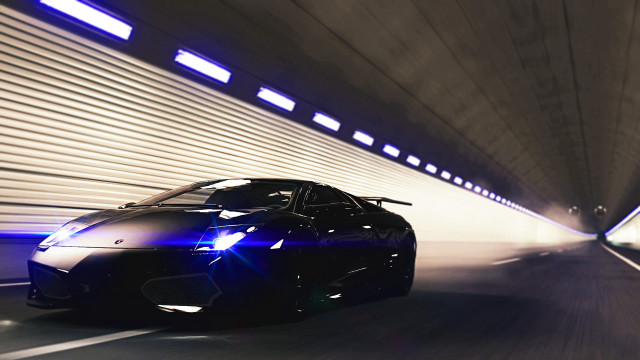 Car tunnel lights matte blur free wallpaper for desktop - medium preview image