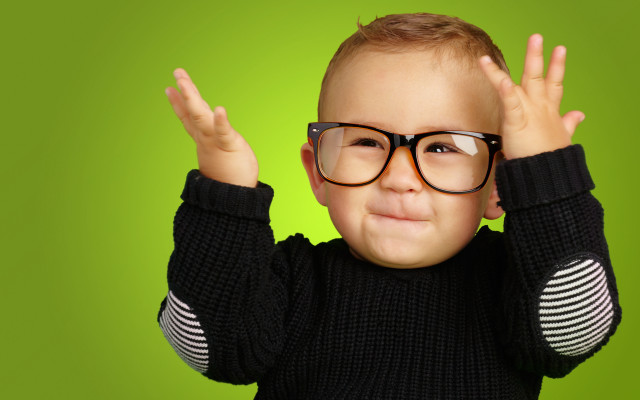 Little boy glasses green background free wallpaper for desktop - medium preview image