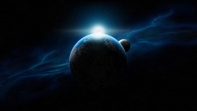 Space planet bright light horizon free wallpaper for desktop - medium preview image