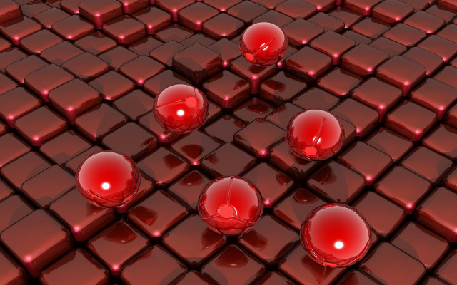 Red balls tiled floor raytracing free wallpaper for desktop - medium preview image