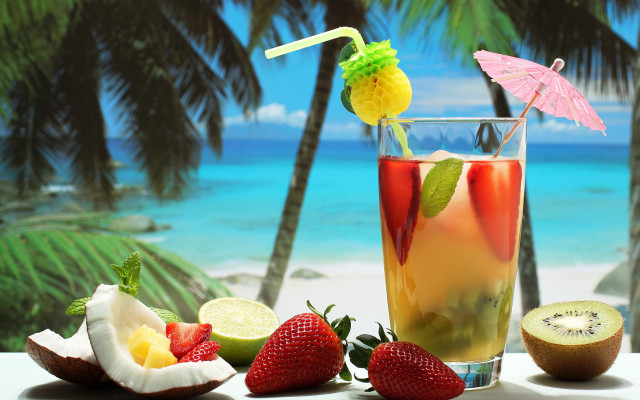 Tropical drink beach view fruit #2 free wallpaper for desktop - medium preview image