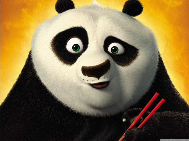 Panda bear chopsticks surprised yellow free wallpaper for desktop - medium preview image