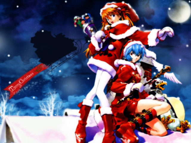 Anime couple red white outfits free wallpaper for desktop - medium preview image