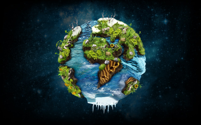 Small planet trees animals water free wallpaper for desktop - medium preview image