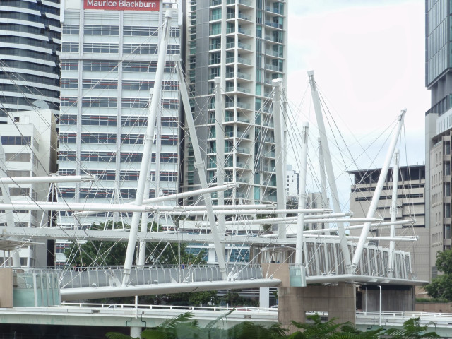 Bridge white poles city skyscrapers free wallpaper for desktop - medium preview image