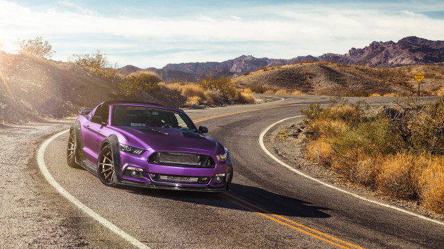 Purple car desert mountains sunbeam free wallpaper for desktop - medium preview image