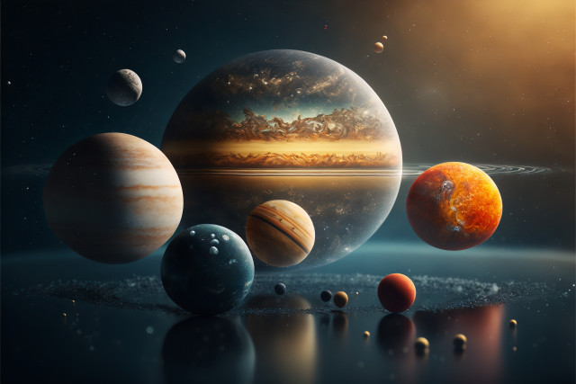 Space planet reflection sky sunset free wallpaper for desktop - medium preview image