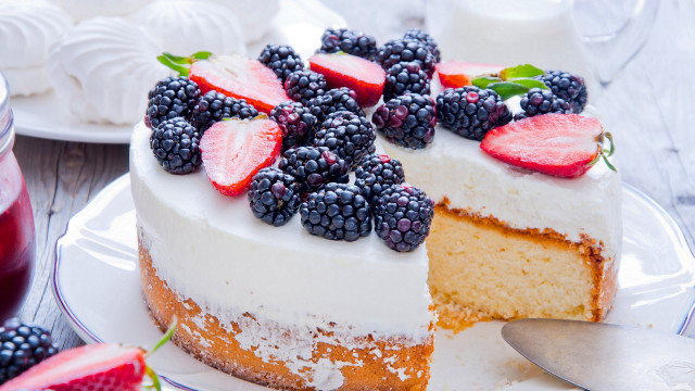 Rococo cake berries fork pastel free wallpaper for desktop - medium preview image