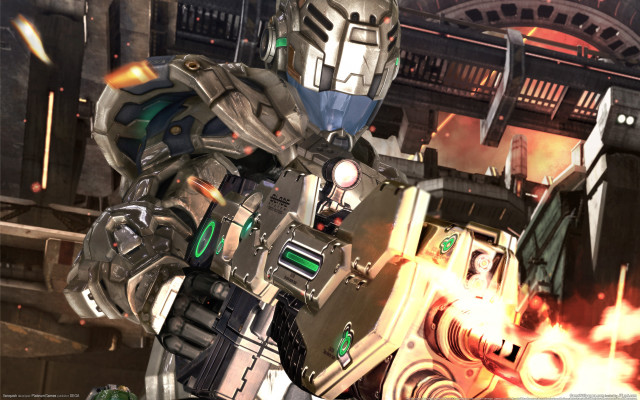 Futuristic robot fireball gun destruction free wallpaper for desktop - medium preview image