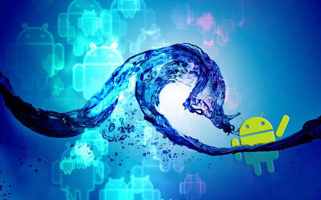 Blue background phone water wave free wallpaper for desktop - medium preview image