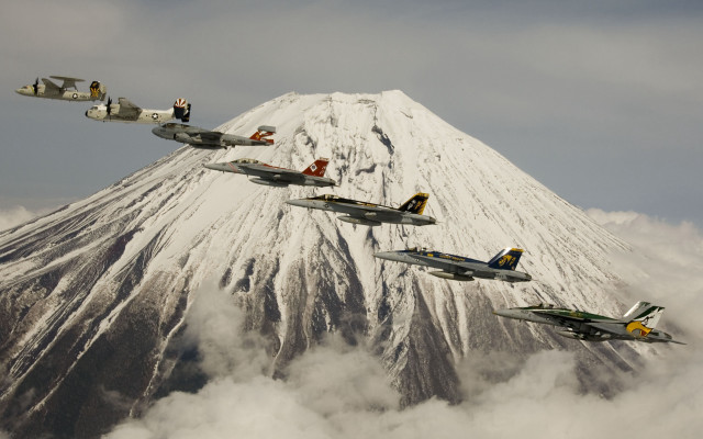Fighter jets snow mountain clouds free wallpaper for desktop - medium preview image