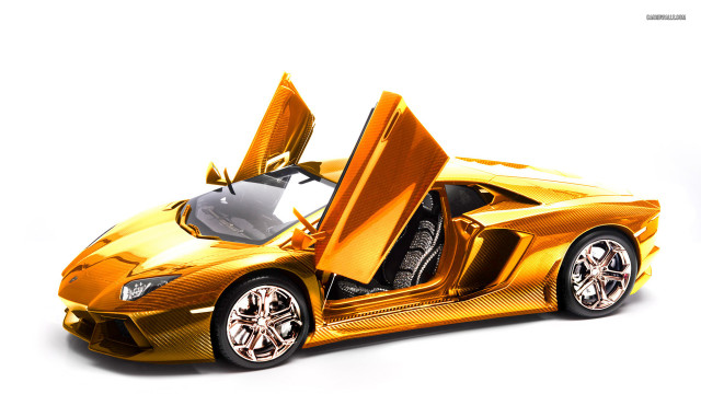 Gold sports car open doors free wallpaper for desktop - medium preview image