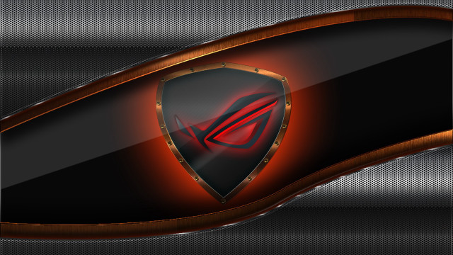 Shiny red black shield logo free wallpaper for desktop - medium preview image