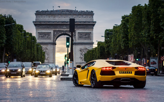 Yellow sports car paris triumph free wallpaper for desktop - medium preview image