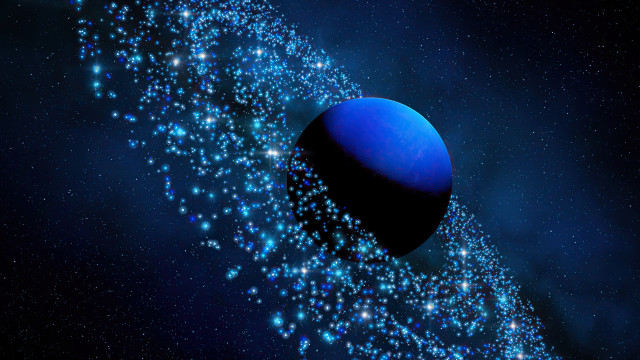 Blue starry sky space planet free wallpaper for desktop - medium preview image