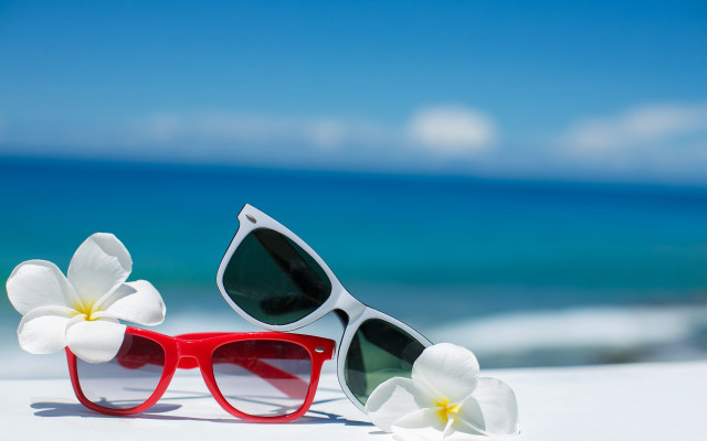 Sunglasses flower beach blue sky free wallpaper for desktop - medium preview image