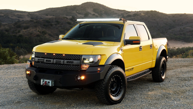 Yellow truck mountains road digital free wallpaper for desktop - medium preview image