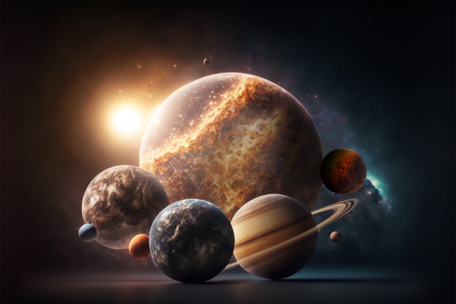 Solar system space art astronaut free wallpaper for desktop - medium preview image