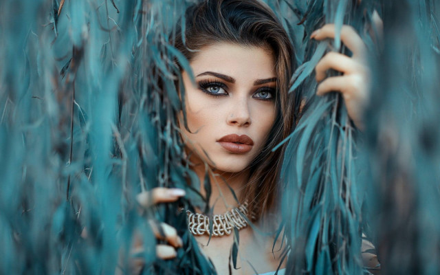 Blue eyes necklace hiding tree free wallpaper for desktop - medium preview image