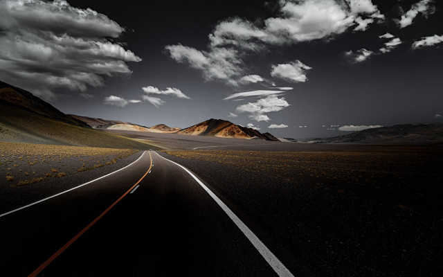 Mountain road sky clouds horizon free wallpaper for desktop - medium preview image