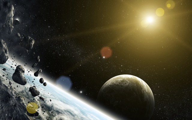 Space planets sun star astronaut free wallpaper for desktop - medium preview image