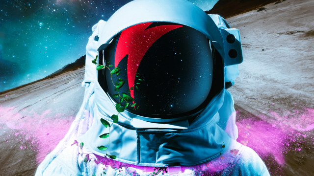 Space astronaut fireworks moon stars free wallpaper for desktop - medium preview image