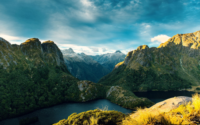 Mountain lake forest sky clouds #9 free wallpaper for desktop - medium preview image
