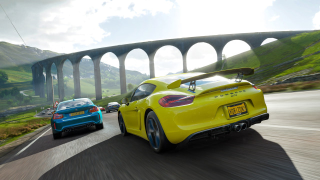 Cars bridge water road mountains free wallpaper for desktop - medium preview image