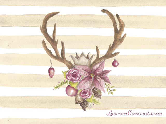 Deer antlers flowers berries crown free wallpaper for desktop - medium preview image