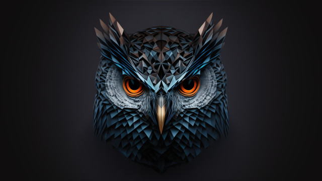 Owl orange eyes stylized polygonal free wallpaper for desktop - medium preview image