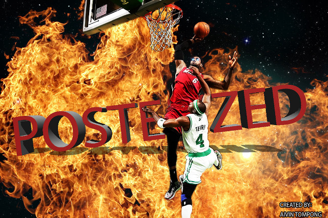 Basketball player dunking fire background free wallpaper for desktop - medium preview image