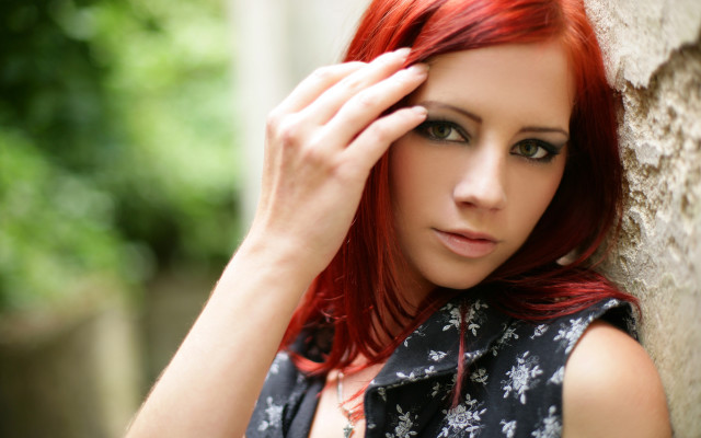 Gothic redhair portrait cosplay jewelry free wallpaper for desktop - medium preview image