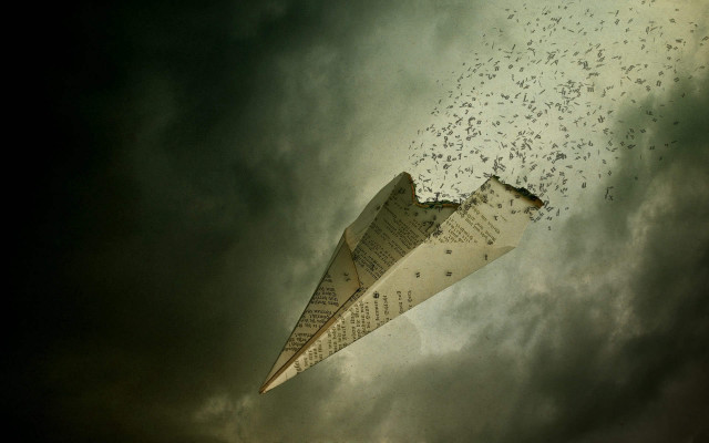 Paper airplane cloudy sky birds #3 free wallpaper for desktop - medium preview image