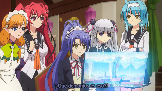 Anime girls mirror water caption free wallpaper for desktop - medium preview image