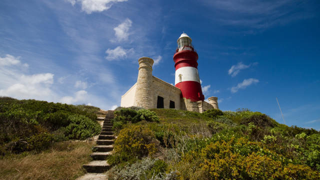 Lighthouse hill staircase blue sky free wallpaper for desktop - medium preview image