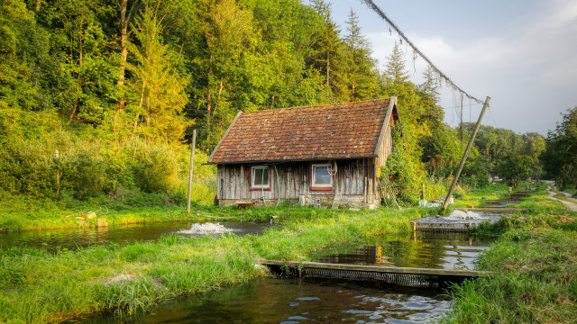 Small house river forest power free wallpaper for desktop - medium preview image