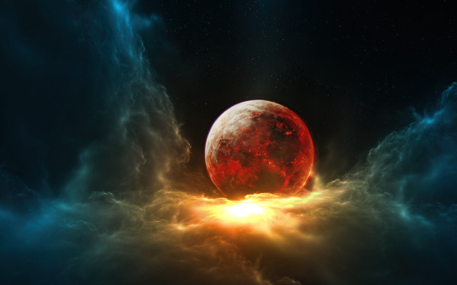 Fireball planet night sky stars free wallpaper for desktop - medium preview image