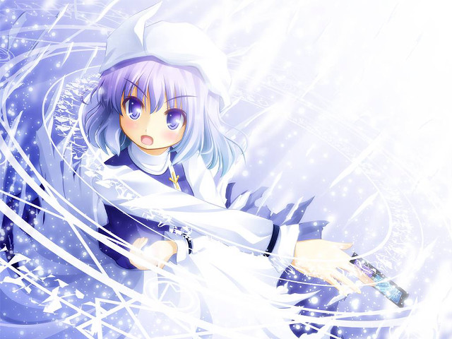 Anime whitehat bluehair sword dress free wallpaper for desktop - medium preview image