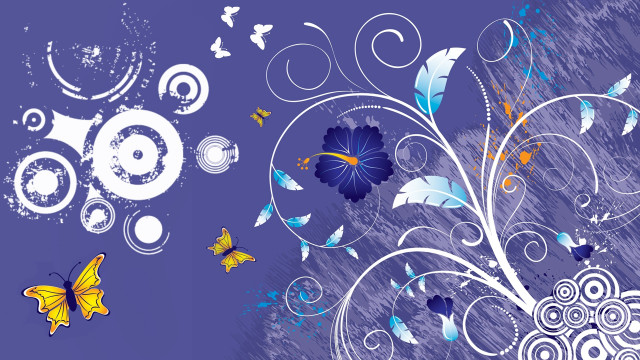 Blue butterflies swirls abstract airbrush free wallpaper for desktop - medium preview image