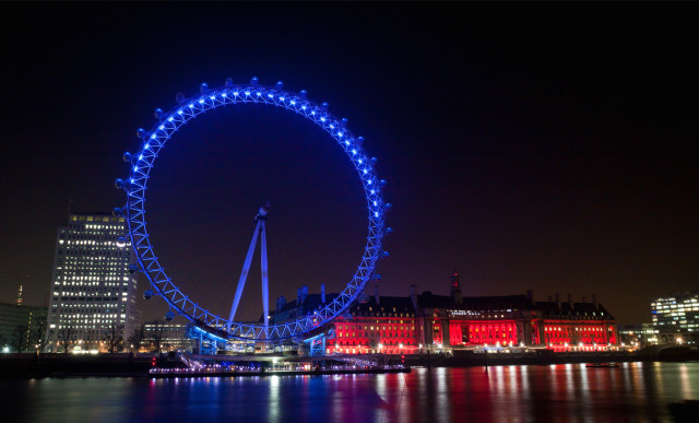Large blue ferris wheel city free wallpaper for desktop - medium preview image
